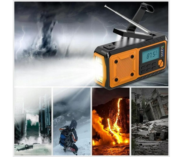 NO NAME Radio awaryjne AM/FM IPX3 z dynamem, latarką, powerbankiem i - 1583856 - zdjęcie 2
